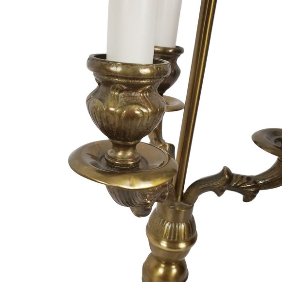 Vintage French Empire Brass Bouillotte Table Lamp, 2-Light Table Lamp Candelabra - Picture 4 of 7